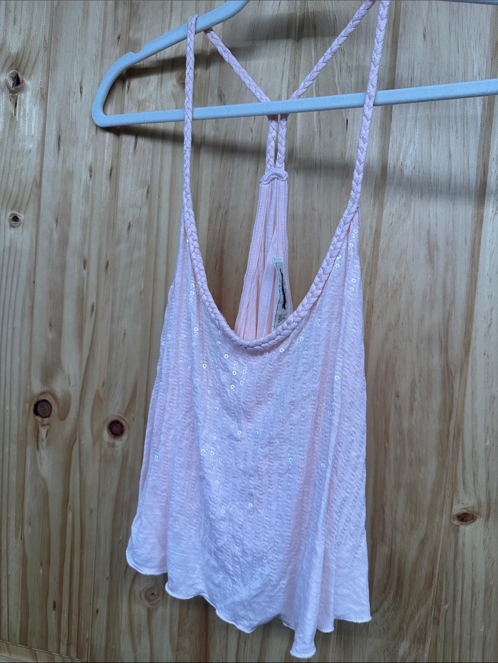 Abercrombie & Fitch Light Pink Sequin Crop Tank